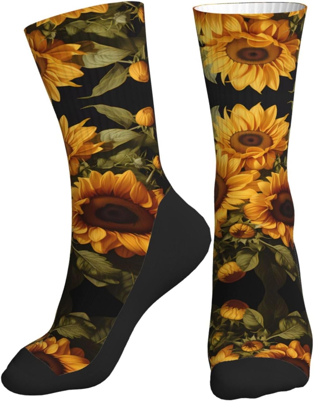 Chaussettes de sport — hauteur mi-mollet, antidérapant, jaune